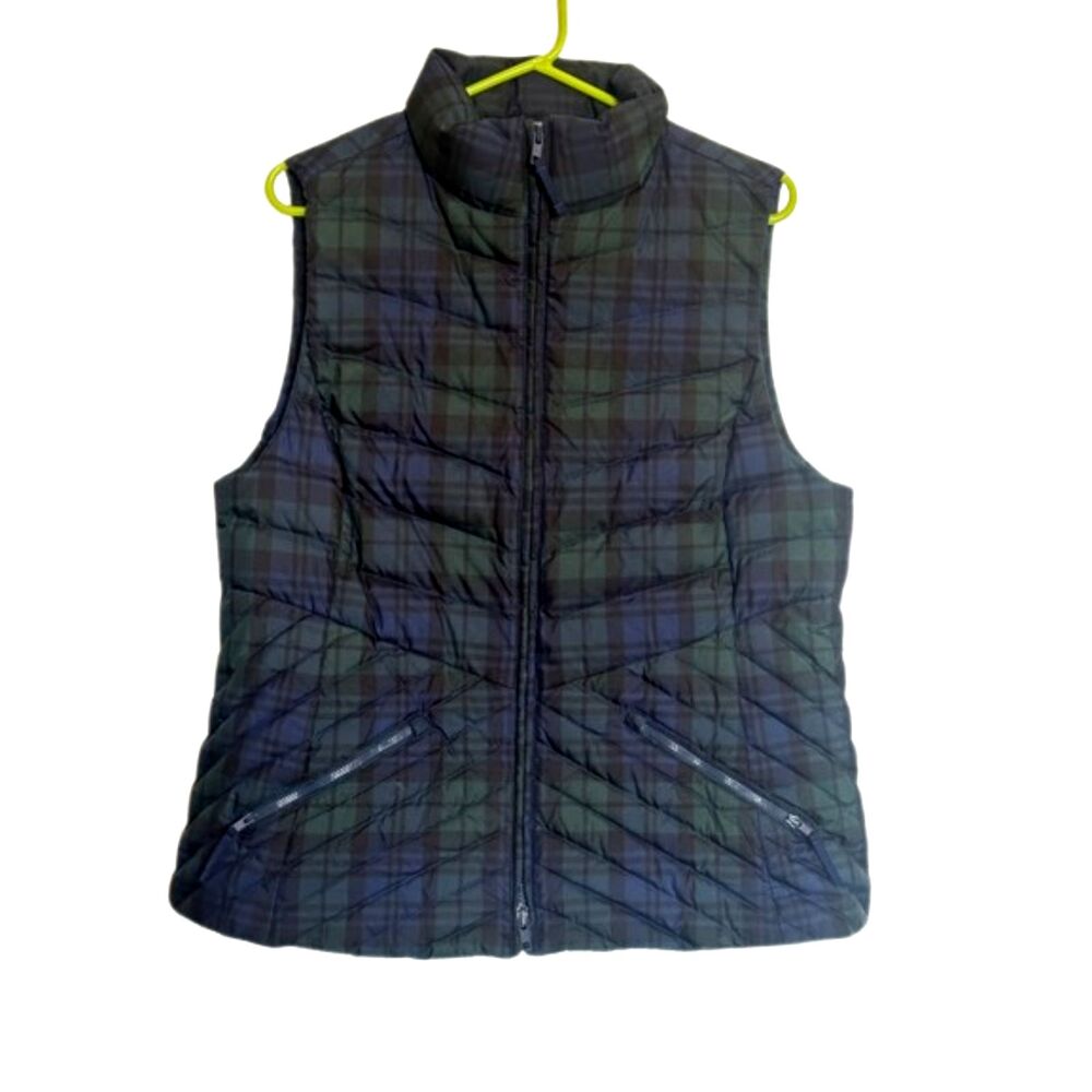 Talbots Tartan Plaid Down Puffer Vest Womens Large Layer Zip Up Transitional